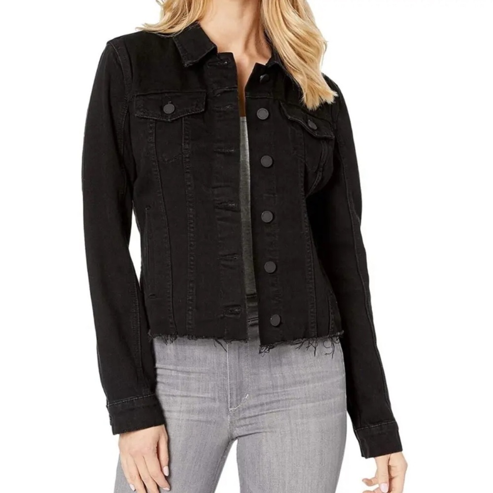 NWT Blank NYC Denim Trucker Jacket in Ghosted Black, S